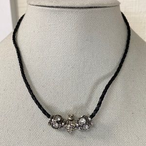 Bumble bee and rhinestone slip bead necklace